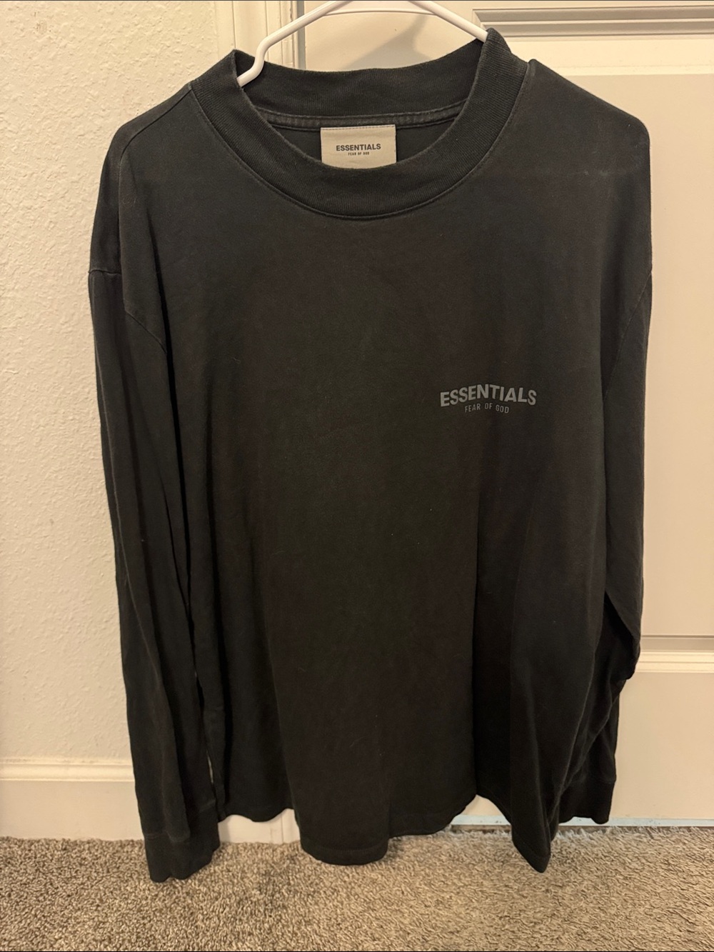Essentials Long Sleeve Tee in Black with Chest Logo